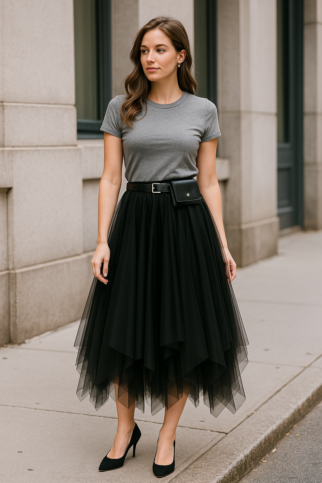 Layered Irregular Tulle Maxi Skirt with Elastic Waist