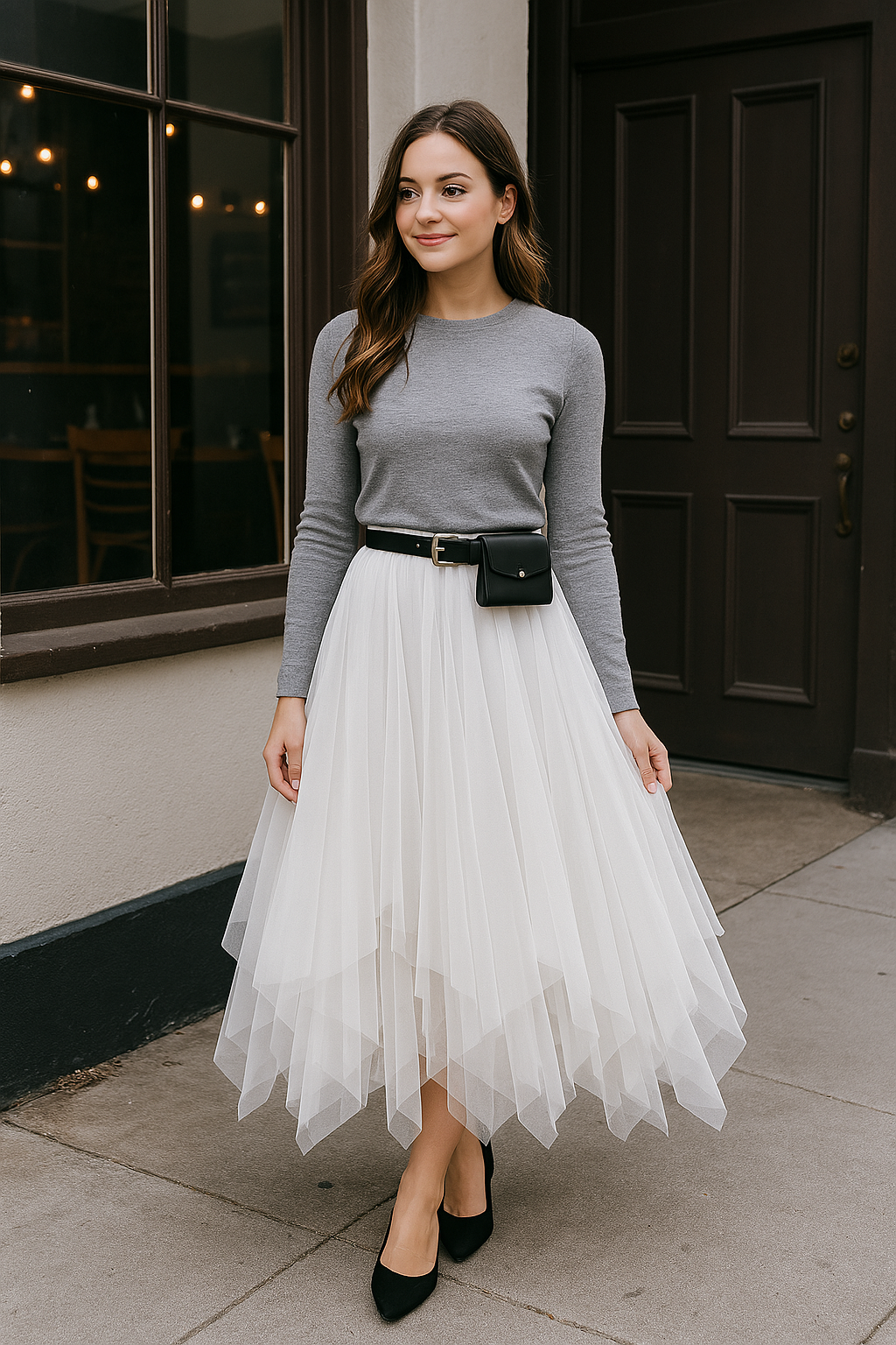 Layered Irregular Tulle Maxi Skirt with Elastic Waist