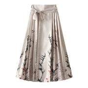 Retro High End Printed Pleated Skirt Ethnic Style