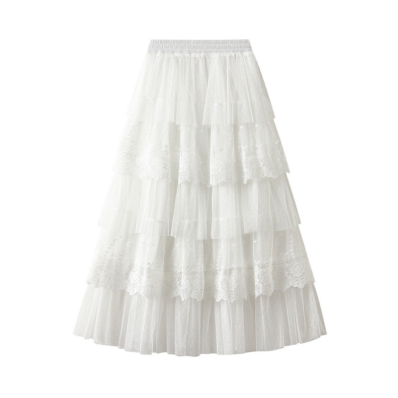 Women Summer High-waist Slim Long Gauze Skirt