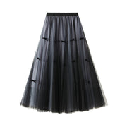 Autumn and Winter Bow Mesh Skirt Slimming High Waist Skirt