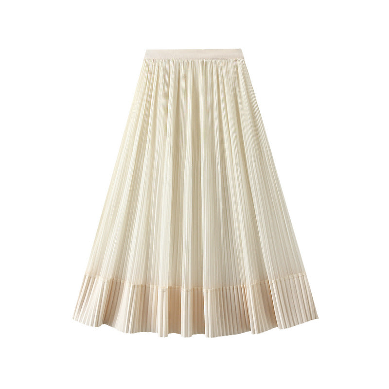 Versatile Mesh Skirt, Reversible, High-waisted, Slimming Pleated Skirt