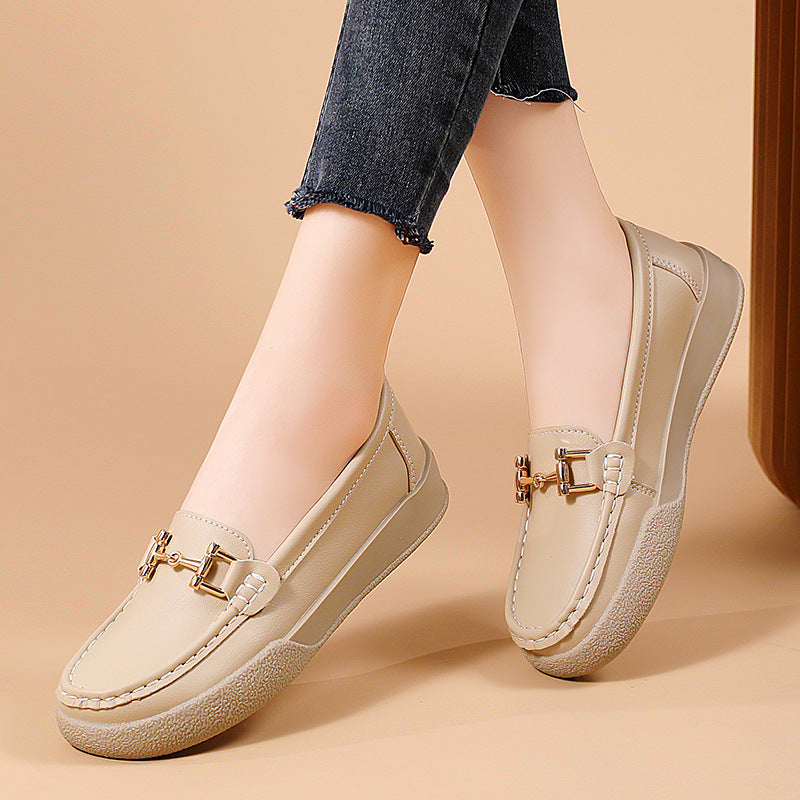 Spring and Autumn Genuine Leather Women's Soft Soled Comfortable Flat – Dresslittly Spring and Autumn Genuine Leather Women's Soft Soled Comfortable Flat – Dresslittly