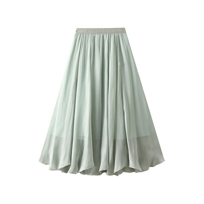 High Waist Irregular Midi Skirt in Streamer Yarn