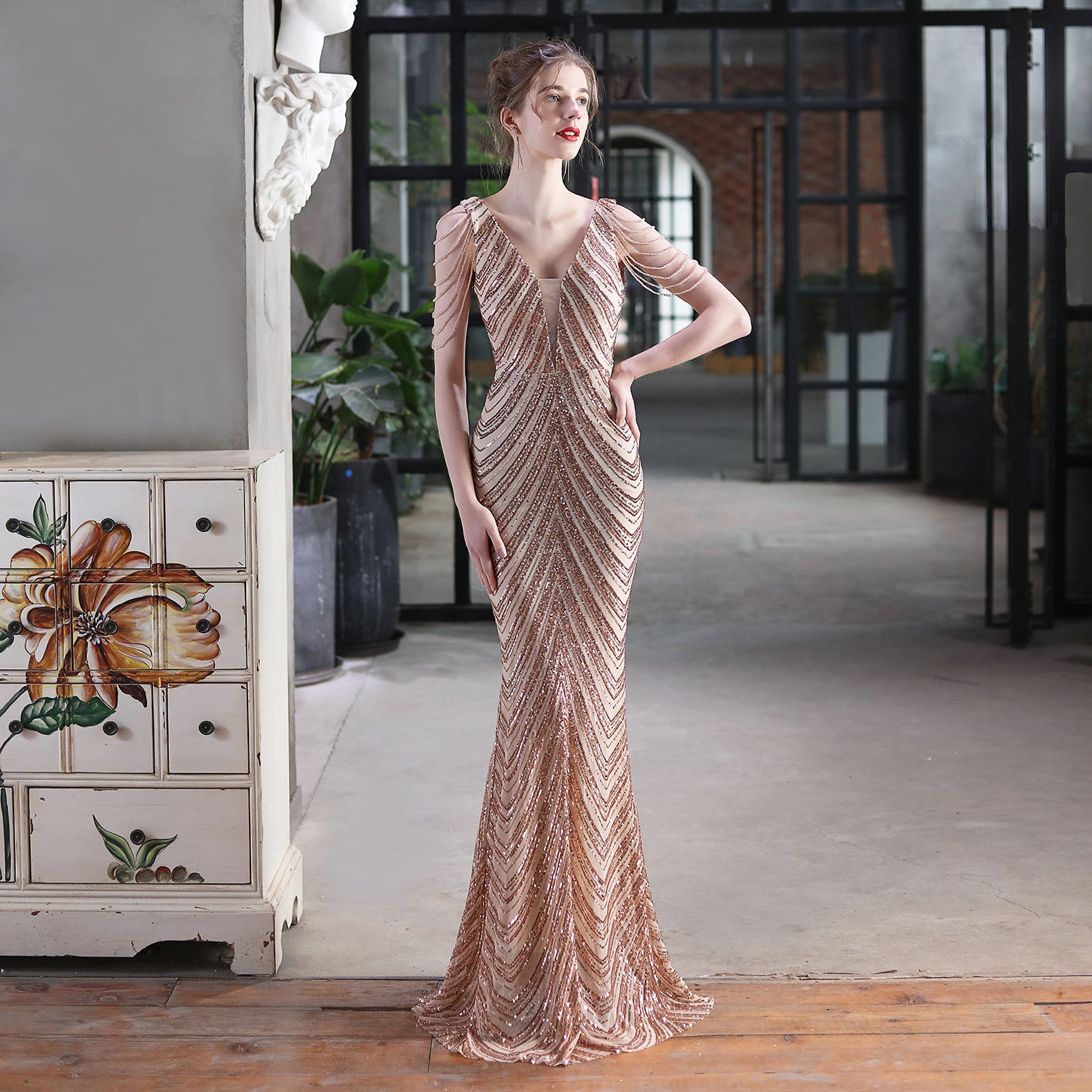 Sequined Mermaid Long Dress Party Evening Dress
