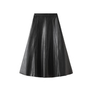 Autumn and Winter High-waisted Mid-length PU Leather Skirt for Women