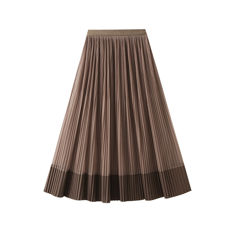 Versatile Mesh Skirt, Reversible, High-waisted, Slimming Pleated Skirt