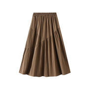 Summer Pleated Skirt High Waist Slimming Mid-length Skirt
