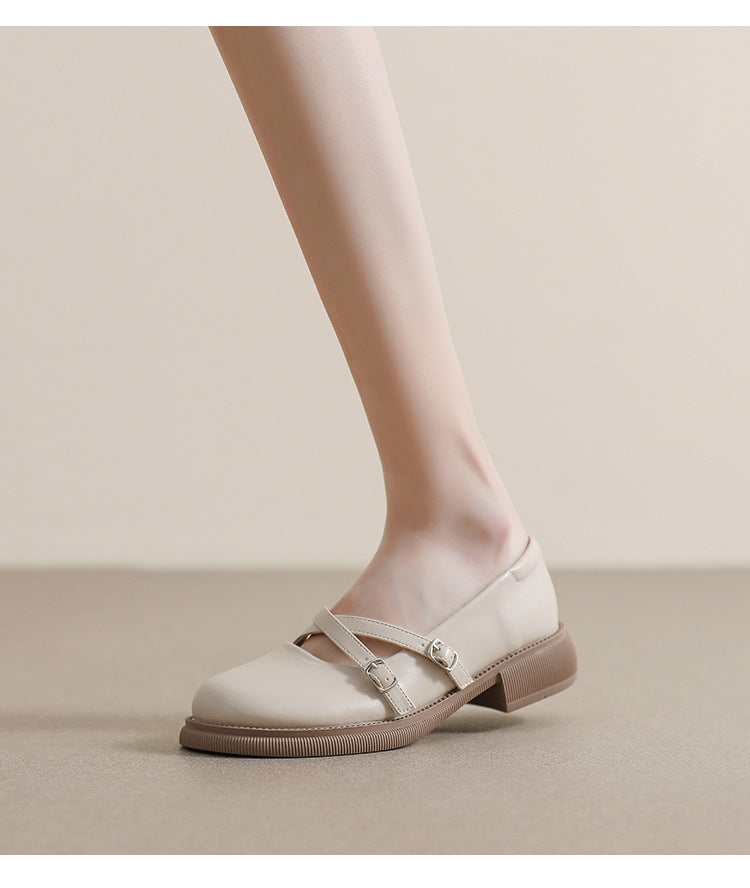 Women's Retro Thick-soled Mary Jane College Style Soft-soled Flats Shoes