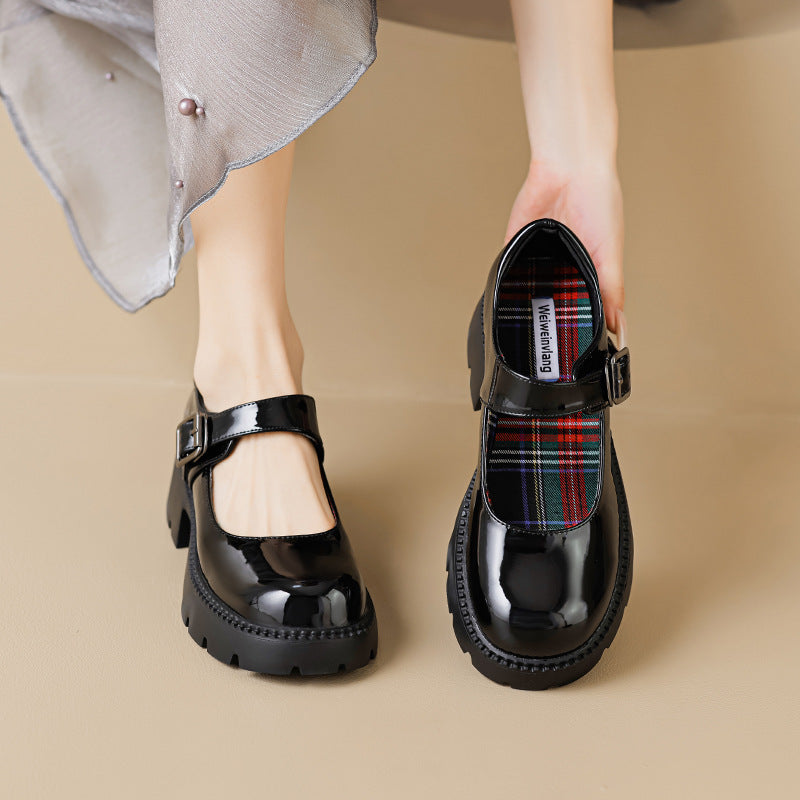 Thick Sole Mary Jane Shoes Round Toe Retro Women's Shoes