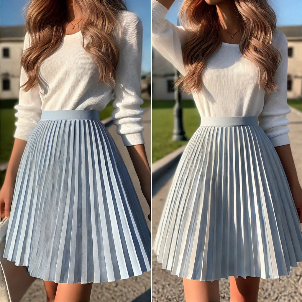 Women Sweet Pleated Skirt for Spring and Summer