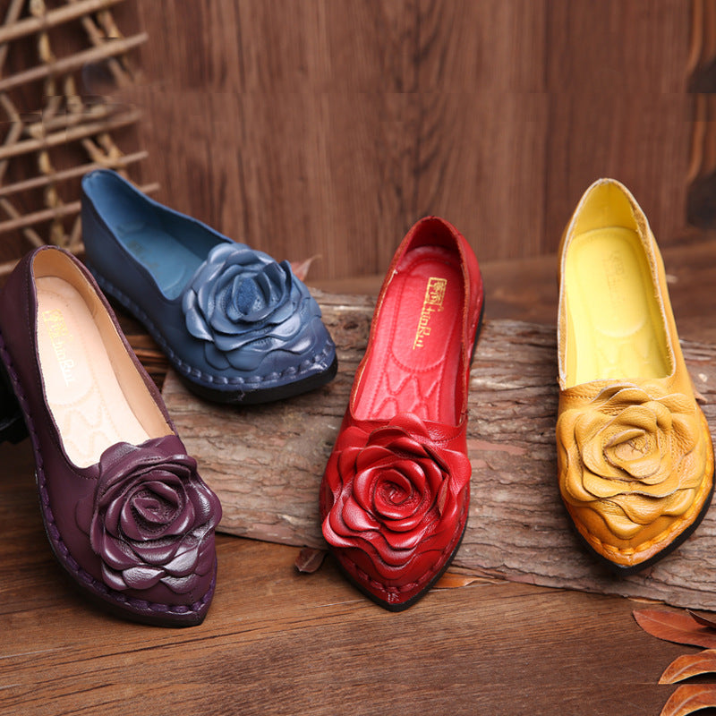 Leather Retro Handmade Women's Comfortable Soft Sole Shoes  Dresslittly