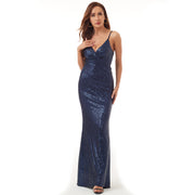Sequined Evening Dress Women Long Slim Sling Fishtail Party Dress