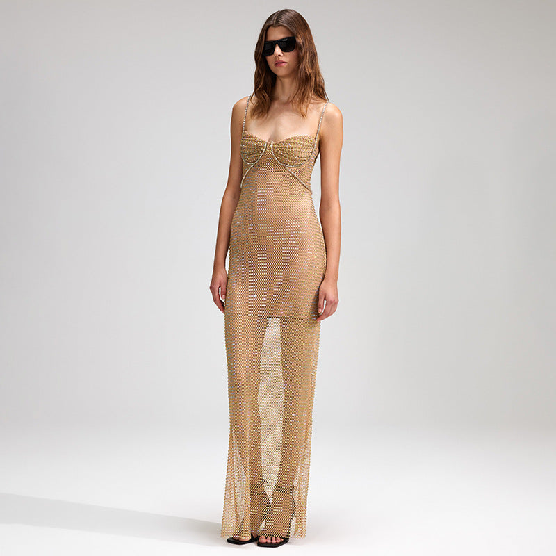 Gold sequin party dress for a festive holiday celebration