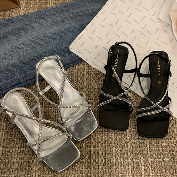 High Heel Transparent Women's Sandals Silver Crystal Women's Shoes