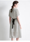 Summer Women's Silk Floral Dress Loose Plus Size Mid-length Dress