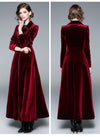 Womens Long Trench Coat Velvet Knee-Length Blended Hem Overcoat