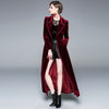 Womens Long Trench Coat Velvet Knee-Length Blended Hem Overcoat