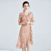 Mulberry Silk Dress Summer Ruffled Silk Floral Dress