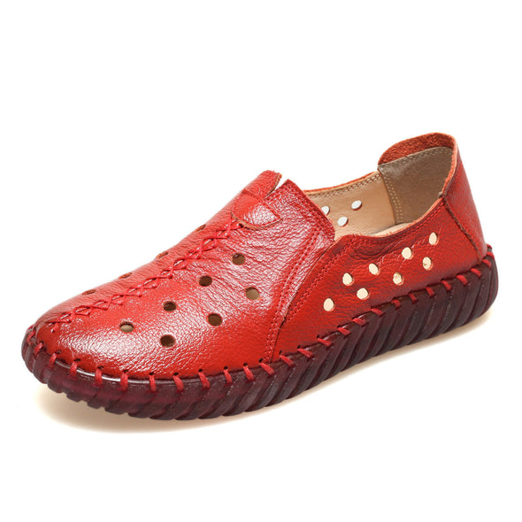 Women's Leather Spring and Autumn Soft Sole Comfortable Flat Shoes