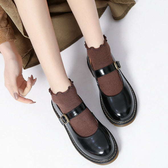 Retro Round Toe Mary Jane Shoes Comfortable and Versatile Flat Shoes