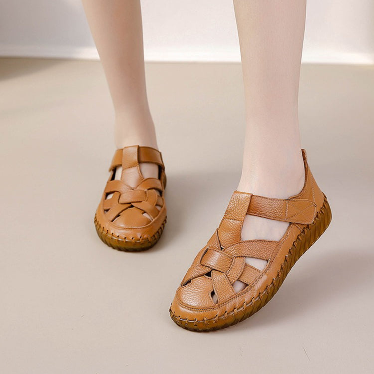 Breathable Women Leather Mary Janes Flat Comfort Sandals Summer Beach
