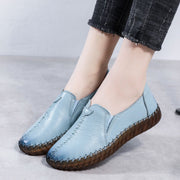 Women's Leather Spring and Autumn Soft Sole Comfortable Flat Shoes
