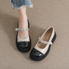 Retro Round Toe Mary Jane Shoes Color Block Heel Women's Shoes