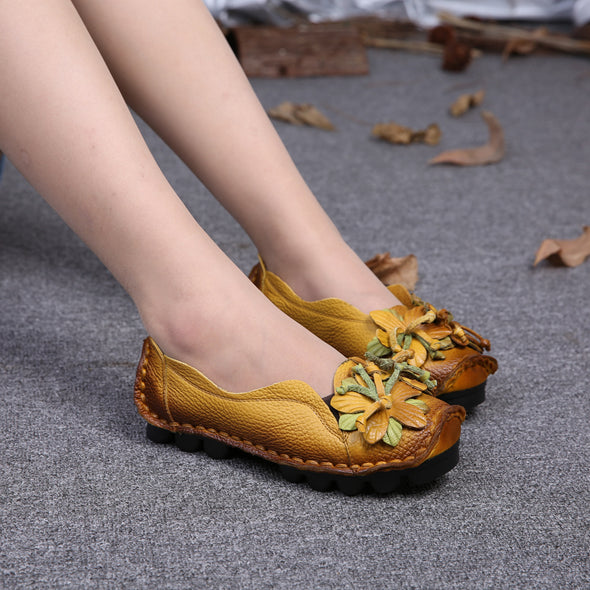 Genuine Leather Handmade Women's Flat Soft Sole Shoes