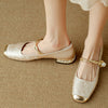 Low-Heel Mary Jane Shoes with Rhinestone Accent and Pearl Strap