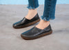 Women's Leather Round Toe Handmade Casual Shoes Retro Flat Shoes