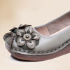 Genuine Leather Wedge Loafers Floral Design Slip-Resistant Soft Sole Shoes for Moms