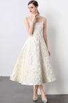 Elegant One-Shoulder Beige Midi Dress for Weddings Daily Office Summer