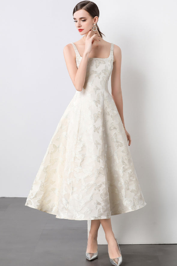 Elegant One-Shoulder Beige Midi Dress for Weddings Daily Office Summer