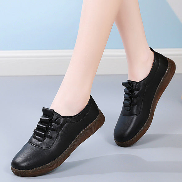 Genuine Leather Women's Soft Sole Hollow Anti-slip Casual Leather Shoes