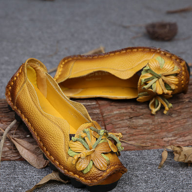 Genuine Leather Handmade Women's Flat Soft Sole Shoes