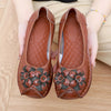 Genuine Leather Wedge Loafers Floral Design Slip-Resistant Soft Sole Shoes for Moms