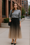 Starry Mesh Tulle Skirt with Gradient Layers and Elastic Waist