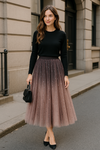 Starry Mesh Tulle Skirt with Gradient Layers and Elastic Waist