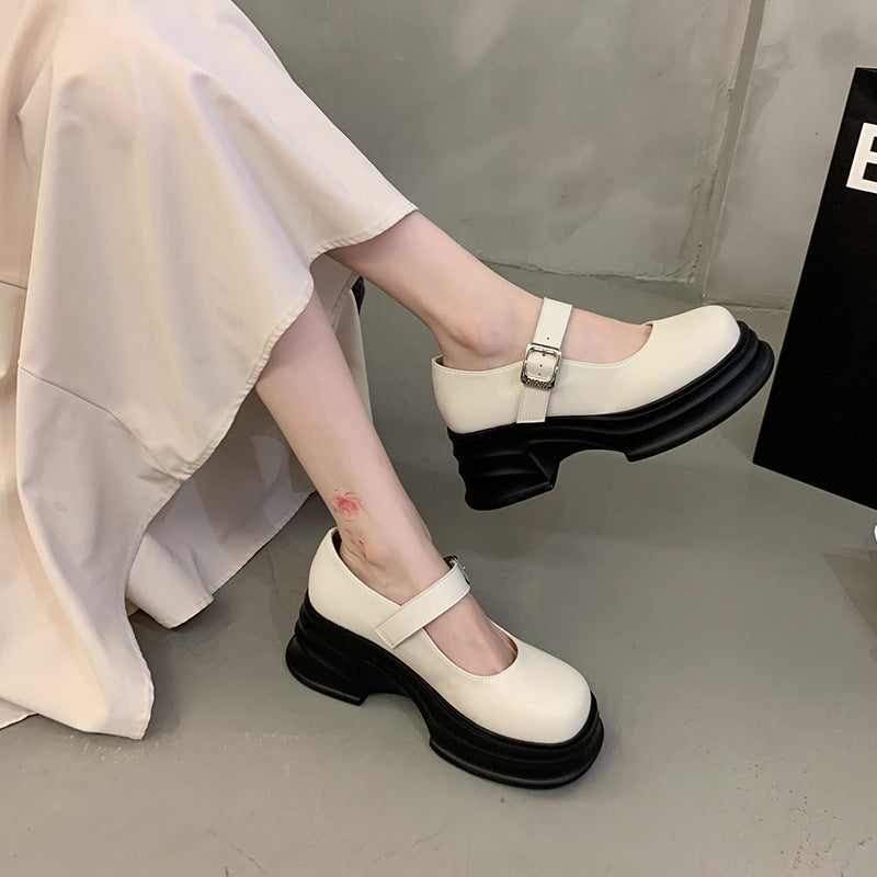 Thick-soled Mary Jane Preppy Pumps for Women
