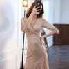 Banquet Evening Dress Feminine Mermaid Sequin Long Sleeve Dress