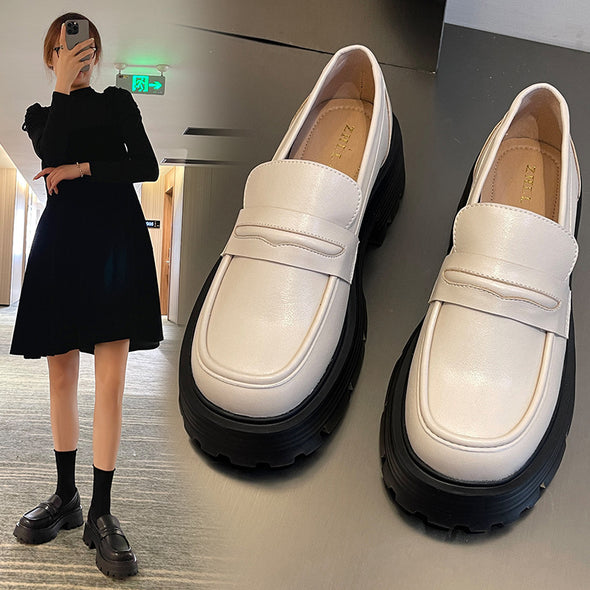 Women's Retro Slip-on Thick-soled Loafers for Fat Feet, Plus Size Women's Shoes