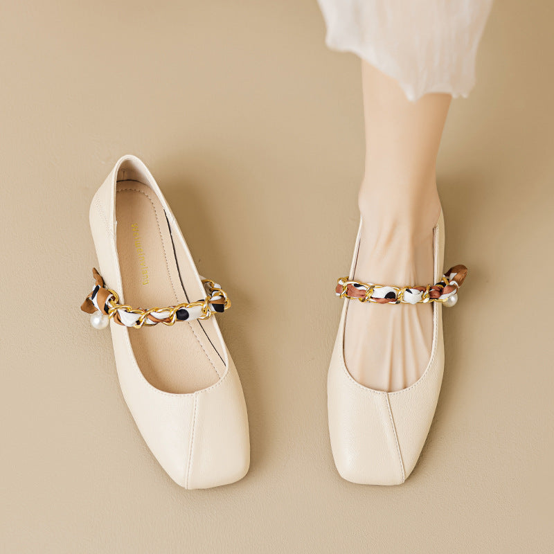 Square Toe Mary Jane Shoes, Low Heel, Large Size Women's Shoes
