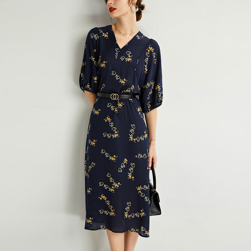 Women's Summer Silk Dress Large Size Loose Tie Tall Long Dress