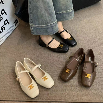 Retro Mary Jane Shoes Square Toe Shallow Mouth Soft Sole Women's Shoes