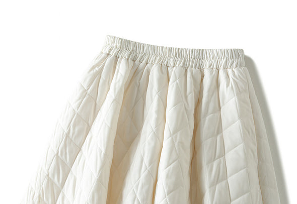 Autumn Elastic Waist Rhombus Skirt Woven Quilted Slimming Skirt for Women