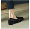 Women's Real Soft Leather Round Toe Small Leather Shoes Women's Thick Heel Loafers