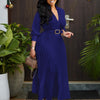 Spring V-Neck High Waist A-Line Dress with Matching Belt