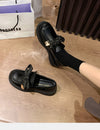 Genuine Leather College Style Loafers Plus Wide Size Women's Shoes