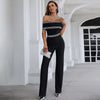 Spring and Summer Wide-leg Jumpsuits with Bateau Collar Printed Clothing